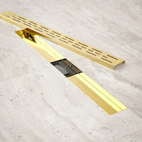 Mirlux Douchegoot 70cm goud standaard rooster rvs met flens - Image 4