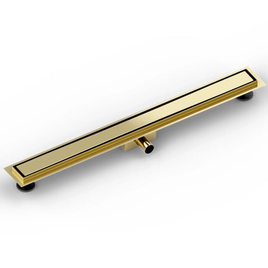 Mirlux Douchegoot 90cm goud tegelrooster rvs met flens - Image 4