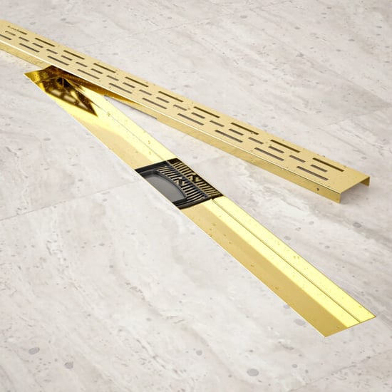 Mirlux Douchegoot 80cm goud standaard rooster rvs met flens - Image 5