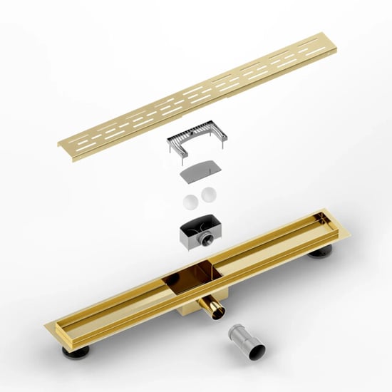 Mirlux Douchegoot 70cm goud standaard rooster rvs met flens - Image 5