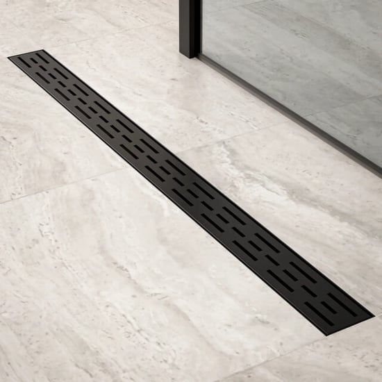 Mirlux Douchegoot 90cm- mat zwart standaard rooster rvs met flens - Image 1