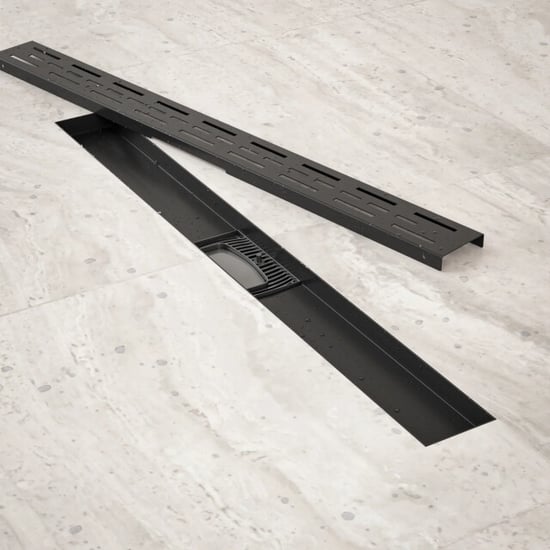 Mirlux Douchegoot 70cm mat zwart standaard rooster rvs met flens - Image 5