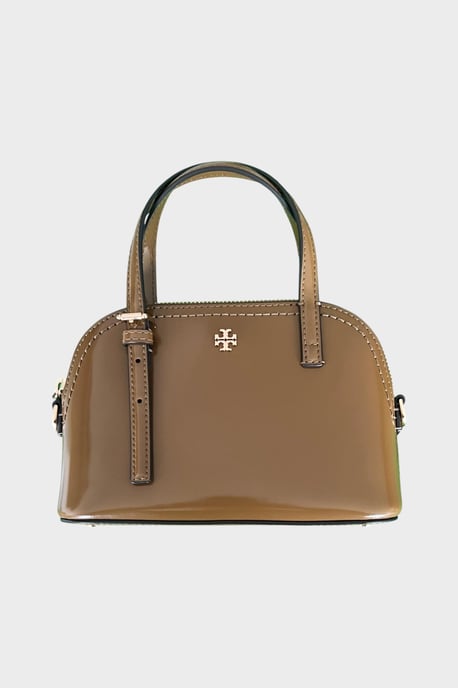 Tory Burch Emerson Patent Dome Satchel Brown - Image 1