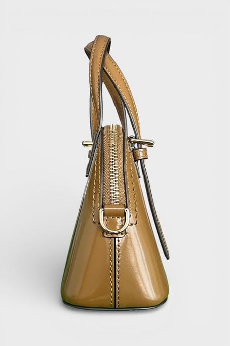 Tory Burch Emerson Patent Dome Satchel Brown - Image 5