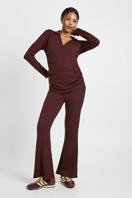 Maternity Rib Wrap Top & Trouser Co-Ord - Image 3