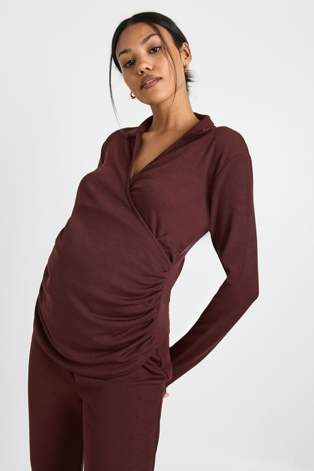 Maternity Rib Wrap Top & Trouser Co-Ord - Image 4