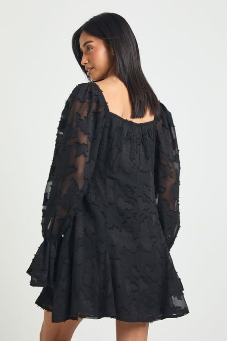 Petite Burnout Floral Godet Hem Mini Dress - Image 2