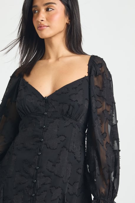 Petite Burnout Floral Godet Hem Mini Dress - Image 4