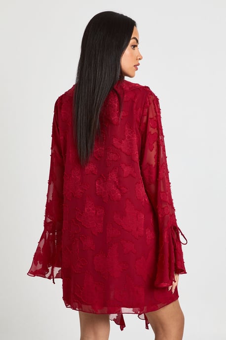 Burnout Floral Ruffle Shift Dress - Image 2