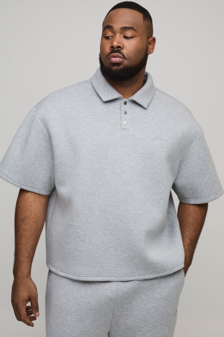 Plus Oversized Boxy Bonded Scuba Rugby Polo - Image 1