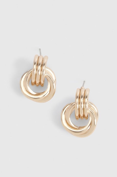 Chunky Gold Door Knocker Earrings - Image 2