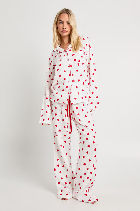 Muslin Heart Print Long Sleeve Shirt & Trouser Set - Image 3