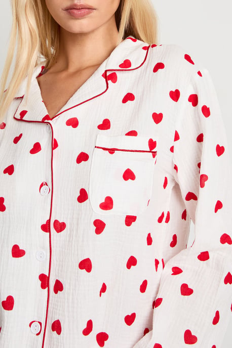 Muslin Heart Print Long Sleeve Shirt & Trouser Set - Image 4