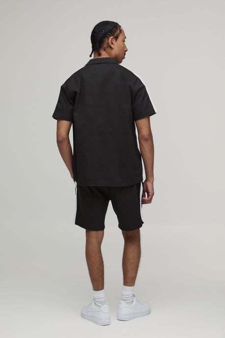 Twill Contrast Tape Regular Shirt & Relaxed Shorts Set - Image 2