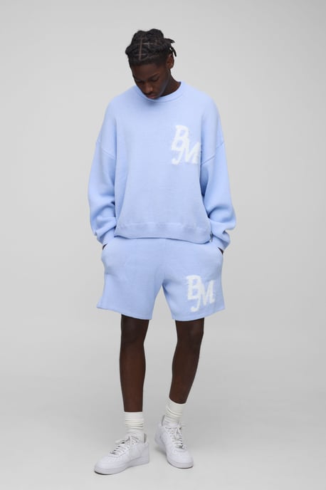 Boxy Fit Fluffy BM Knitted Jumper and Shorts Set - Image 3