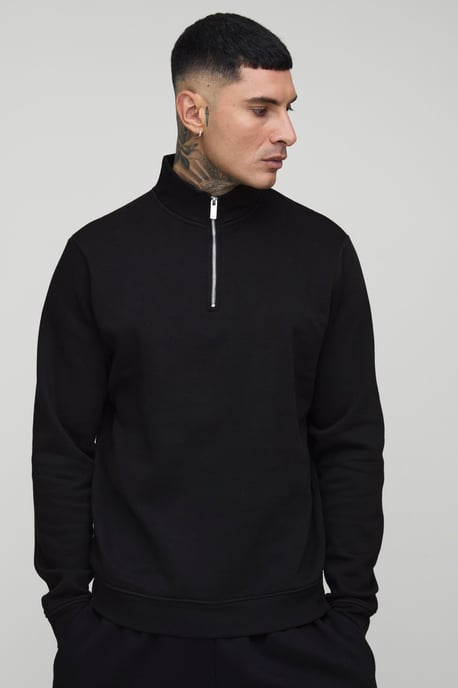 Tall Basic Regular Fit Quarter Zip Funnel Neck Sweatshirt - Image 1