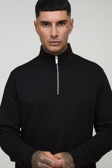 Tall Basic Regular Fit Quarter Zip Funnel Neck Sweatshirt - Image 3