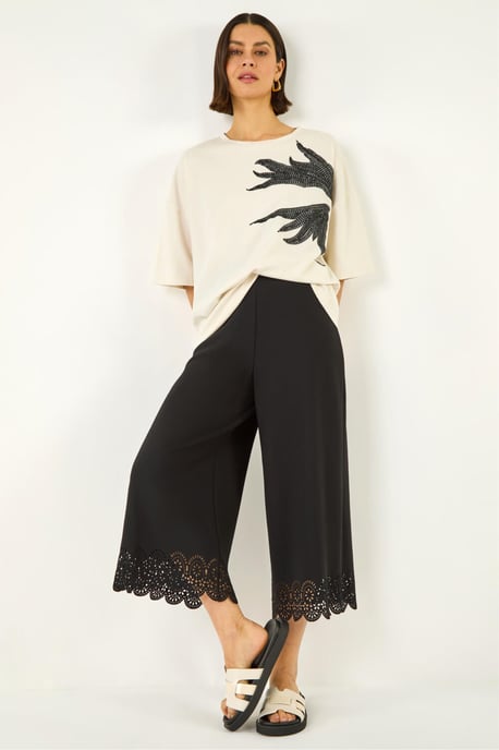 Laser Cut Wide Leg Trouser - Image 1