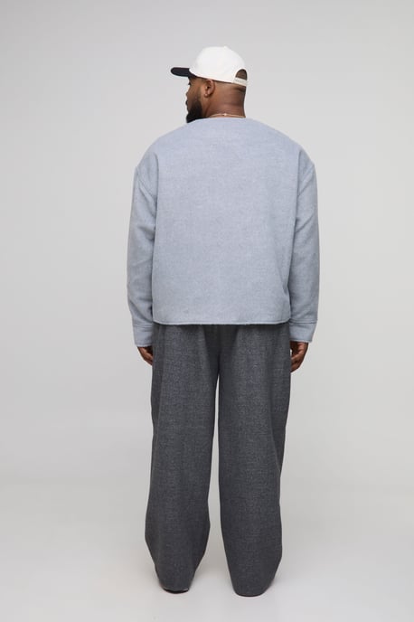 Plus Collarless Wool Look Boxy Smart Jacket - Image 2