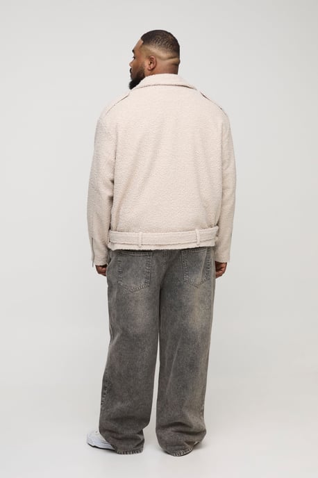 Plus Oversized Boucle Biker Jacket - Image 2