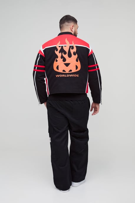 Plus Regular Fit Moto Applique Biker Jacket - Image 2