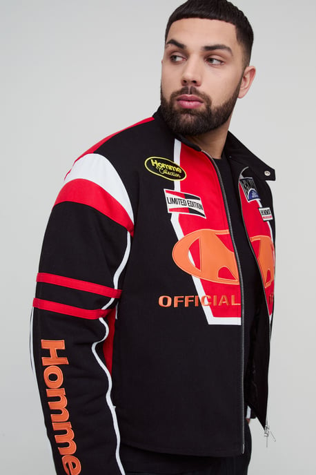 Plus Regular Fit Moto Applique Biker Jacket - Image 3