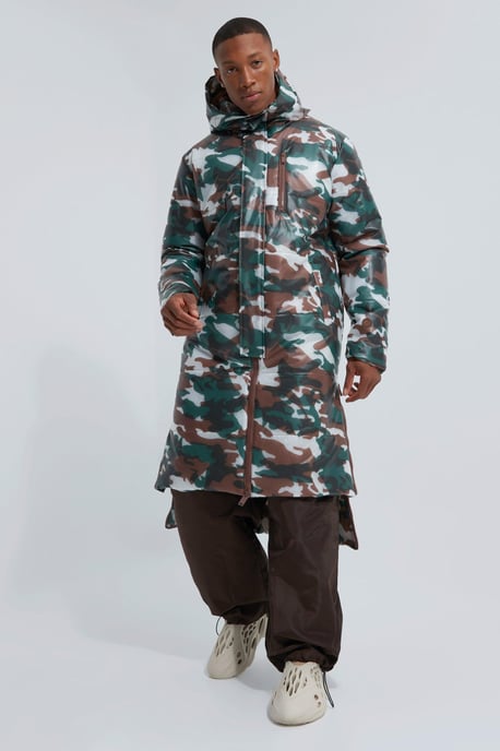 Camo Transparent Longline Puffer - Image 1