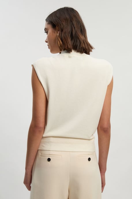 Viscose Blend High neck Knitted Tank Top - Image 5