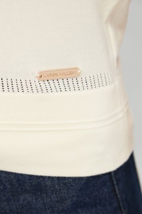 Viscose Blend V Neck Knitted Short Sleeve Top - Image 3