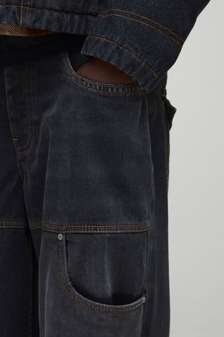Baggy fit Washed Carpenter Panelled Jeans - Image 3