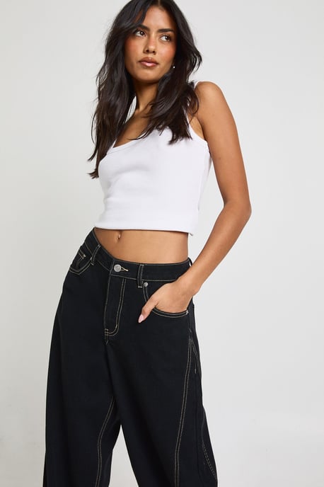Mid Waist Seam Front Barrel Jean - Image 4