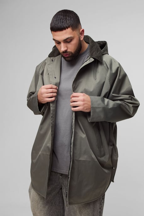 Plus Oversized Cord Collar Hooded Parka Jacket - Image 1