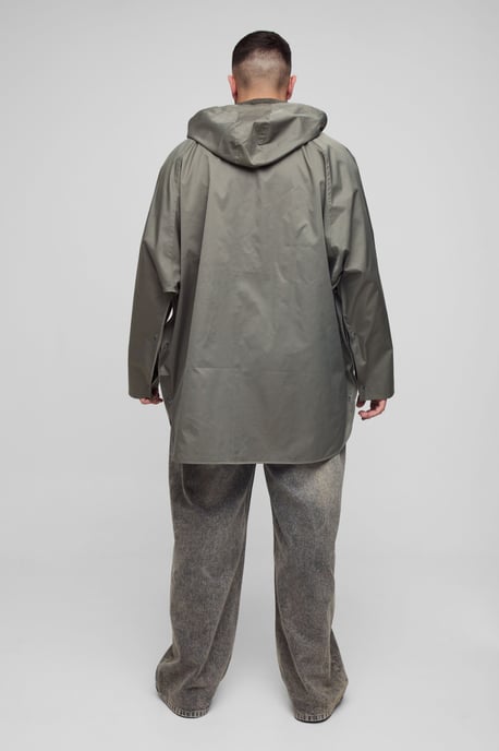 Plus Oversized Cord Collar Hooded Parka Jacket - Image 2
