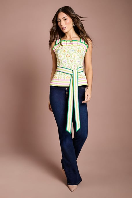 Printed Frill Tie Detail Top - Image 2