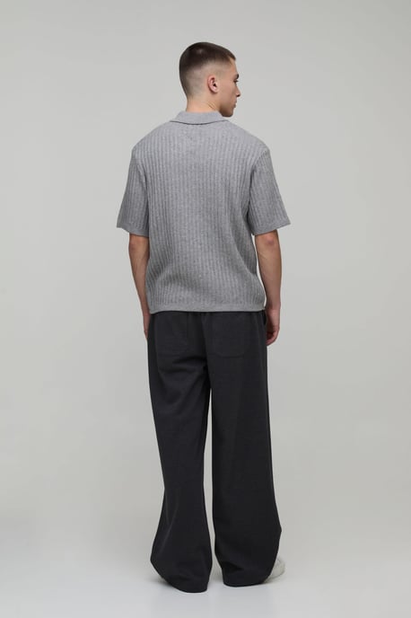 Boxy Fit Soft Touch Short Sleeve Ribbed Knitted Shirt - Image 2