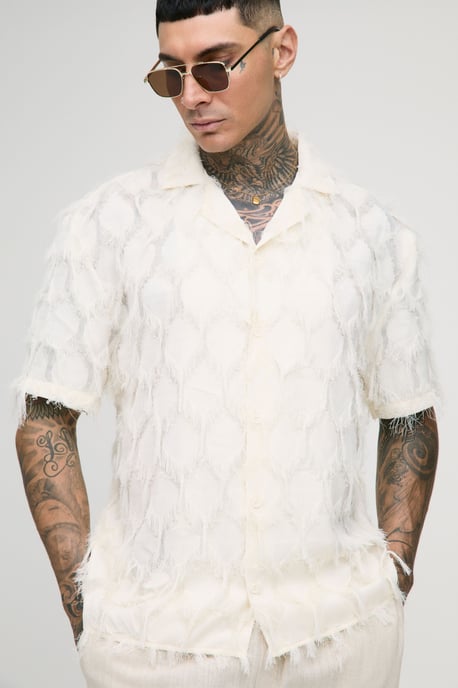 Tall Tufted Texture Oversized Boxy Shirt - Image 1