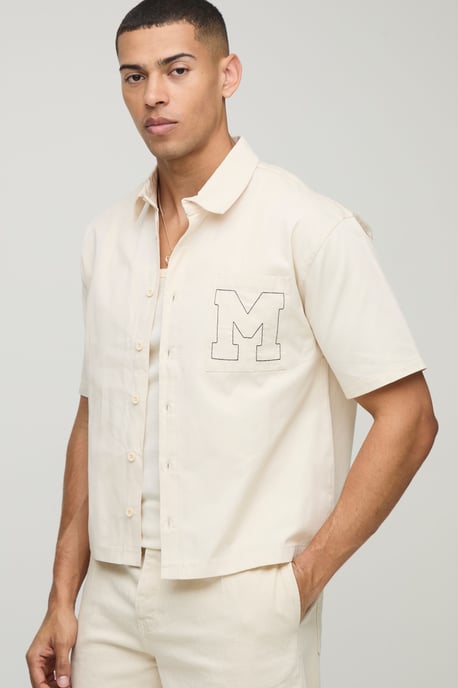 Oversized Boxy Short Sleeve Embroidered Shirt - Image 1