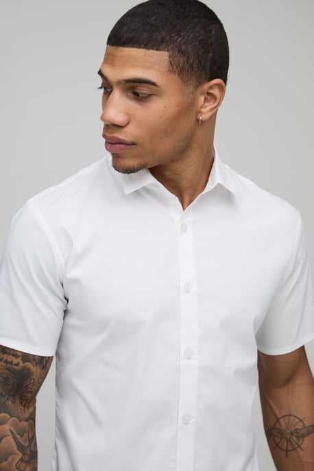 Slim Fit Short Sleeve Cotton Shirt - Image 3