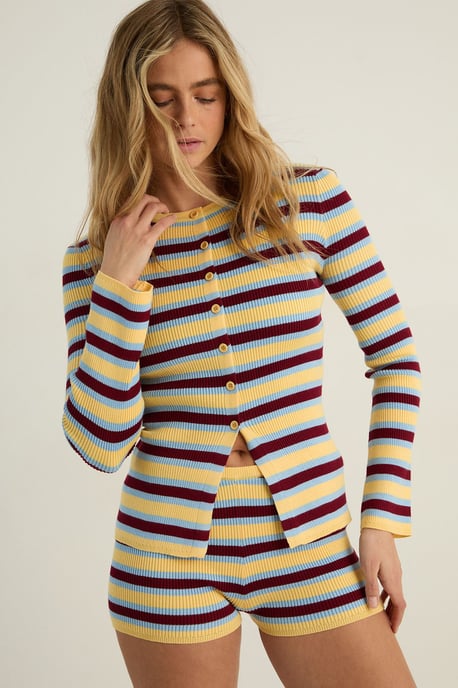 Stripe Knitted Button Up Top - Image 1