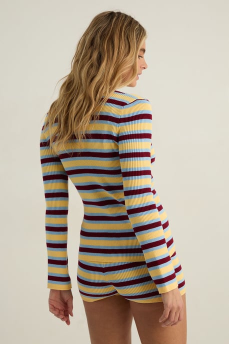 Stripe Knitted Button Up Top - Image 4