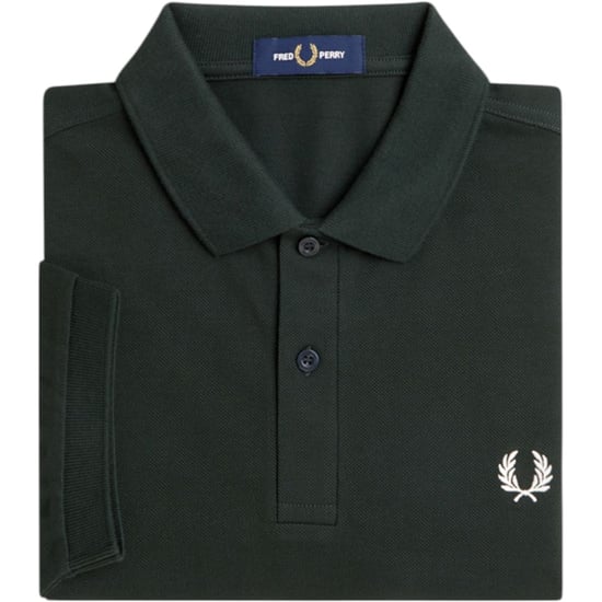 Fred Perry Mens M6000 Plain Polo Shirt Night Green - Image 2
