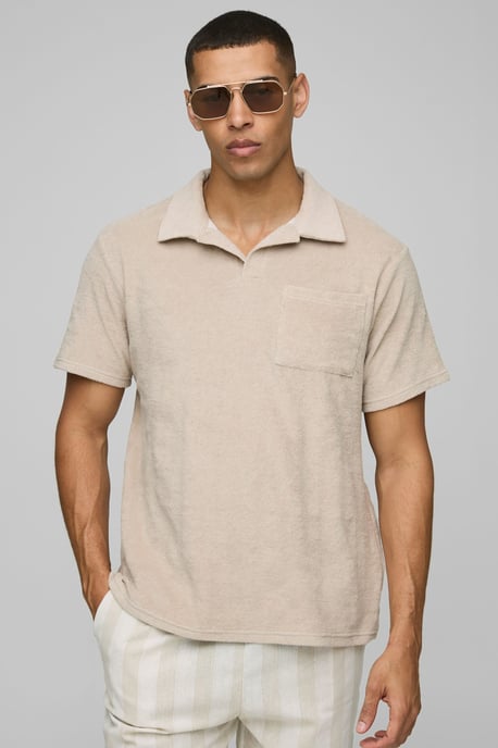 Regular Pocket Detail Toweling Revere Polo - Image 1