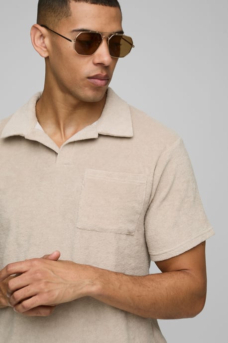 Regular Pocket Detail Toweling Revere Polo - Image 3