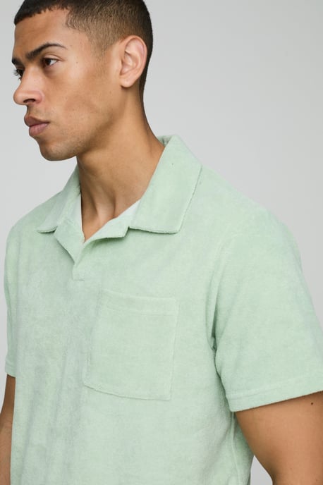 Regular Pocket Detail Toweling Revere Polo - Image 3