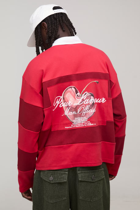Oversized Boxy Heart Printed Rugby Polo - Image 1