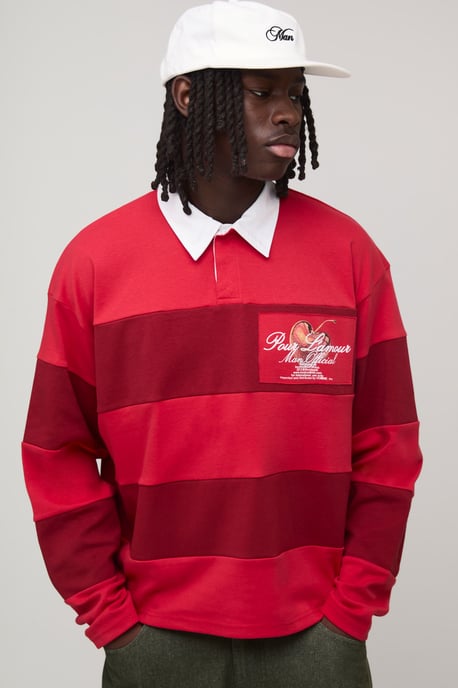 Oversized Boxy Heart Printed Rugby Polo - Image 3