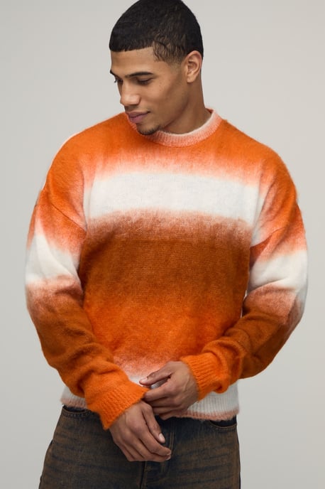 Relaxed Boxy Brushed Ombre Knitted Jumper - Image 1