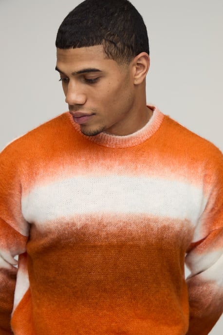 Relaxed Boxy Brushed Ombre Knitted Jumper - Image 3