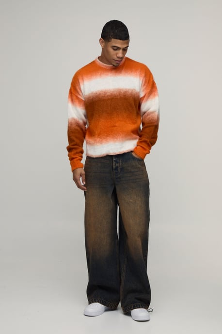 Relaxed Boxy Brushed Ombre Knitted Jumper - Image 4