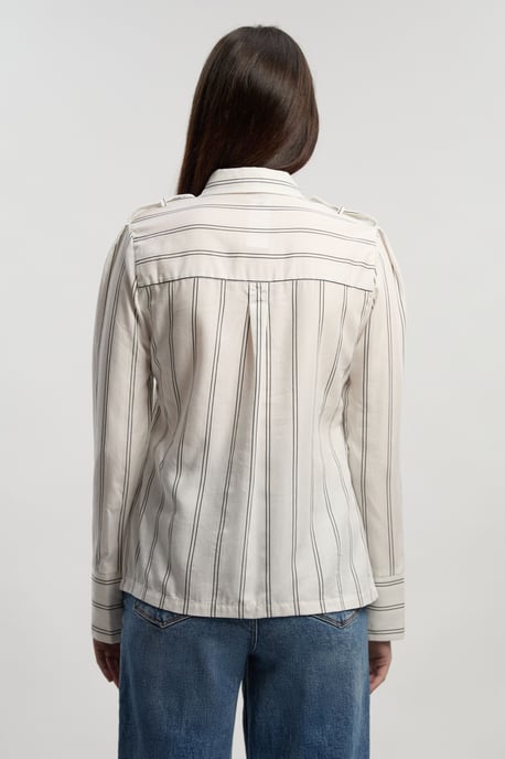 Bold Stripe Cotton Woven Utility Shirt - Image 4